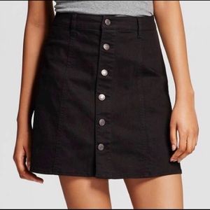 Black denim mini skirt